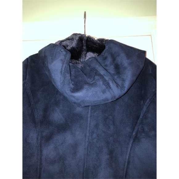Denim & Co Navy Faux Suede Parka - Picture 7 of 8
